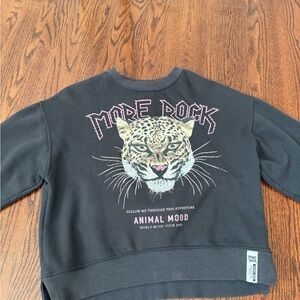 ZARA Gurls crewneck sweater/sweatshirt w/Animal Tiger logo sz 13-14